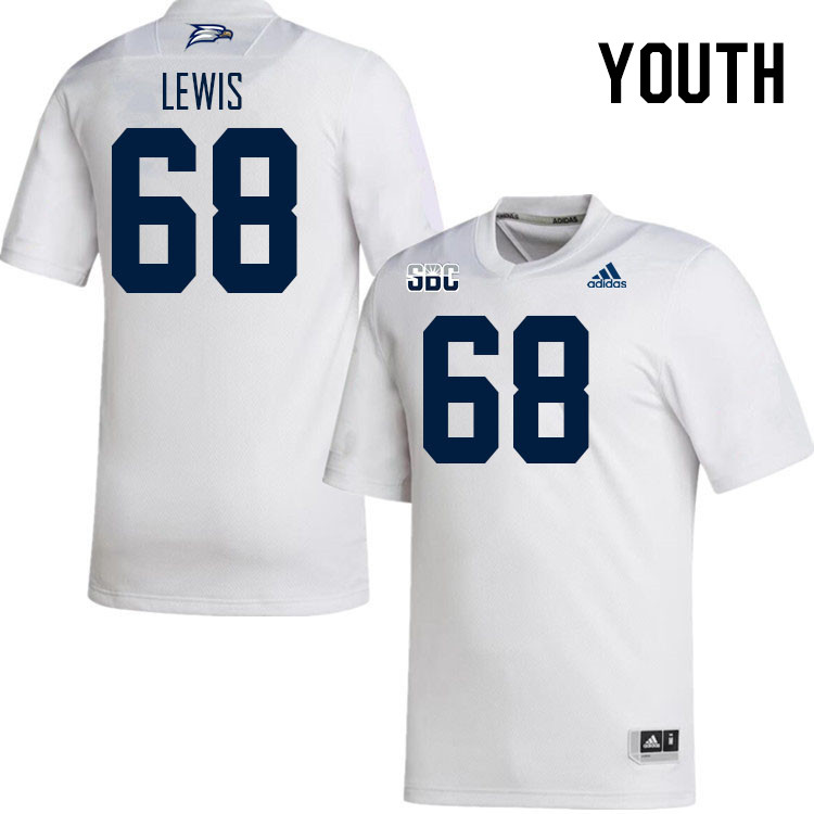 Youth #68 Nate Lewis Georgia Southern Eagles College Football Jerseys Stitched Sale-White